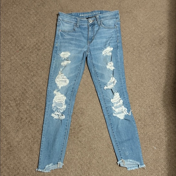 American Eagle Outfitters Denim - American Eagle Outfitters Women's Light Blue Ripped Skinny Jeans